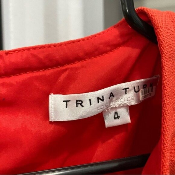 Trina Turk Dress Size 4 Red Caicos Shift Mini Mod 60s Style Pocket Front - Picture 4 of 12